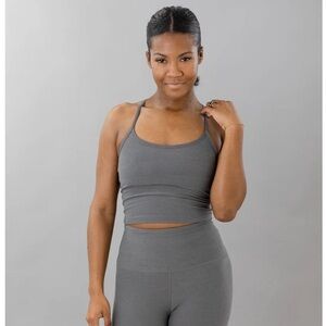 Beyond Yoga - Spacedye Slim Racerback Cropped Tank - Pewter Heather - Size M